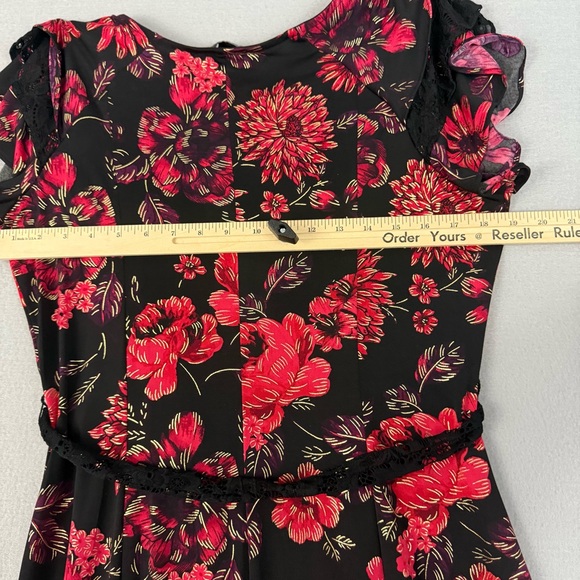 Perceptions Women's Size Medium Black Dress with Red and Purple Floral Accents - Picture 8 of 9